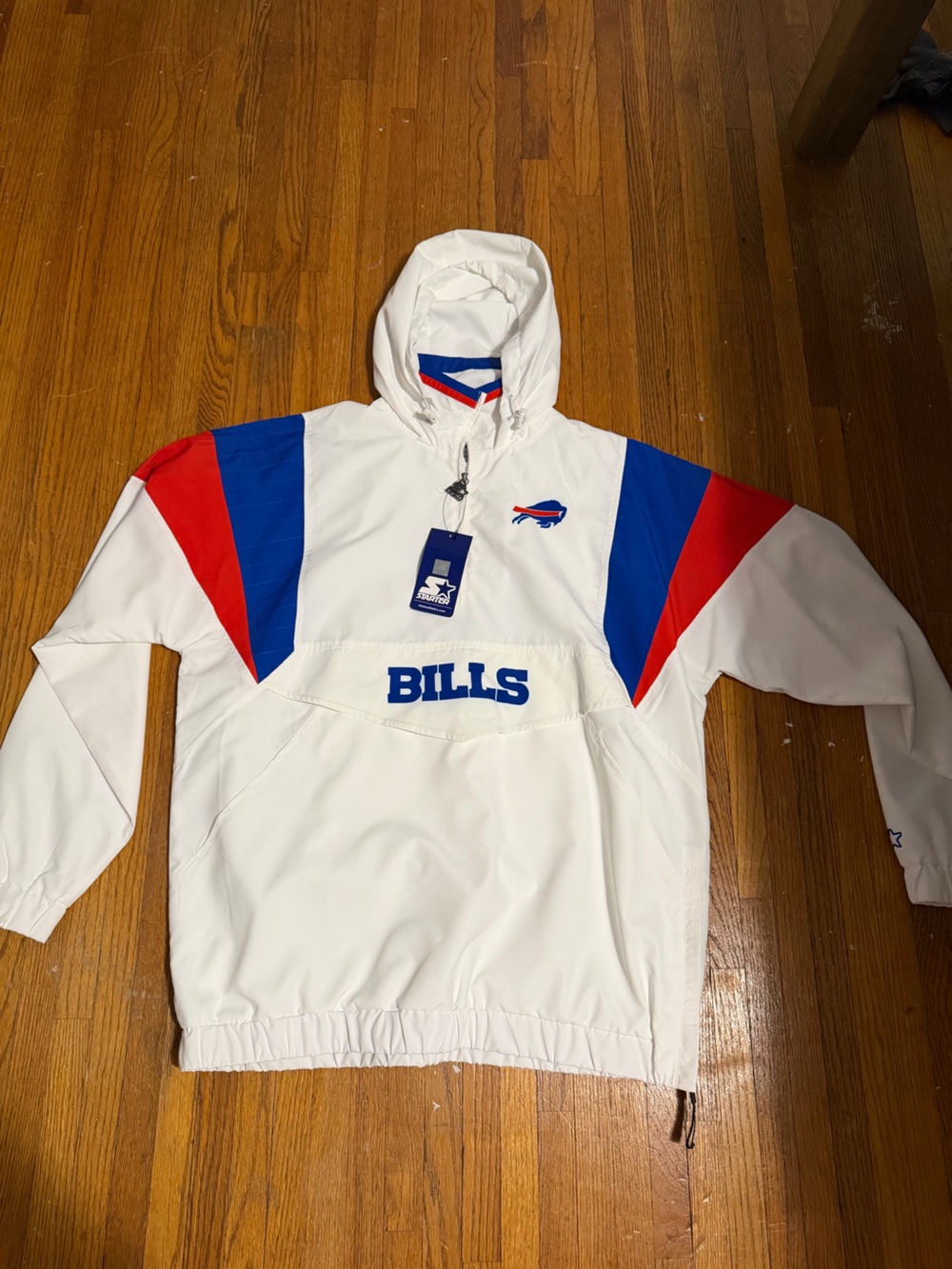 STARTER White Pullover Jacket with Blue & Red Accents